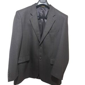 Jack Victor 46L Houndstooth  Blazer Mens Sport Coat Jacket Brown Gray Wool Blend